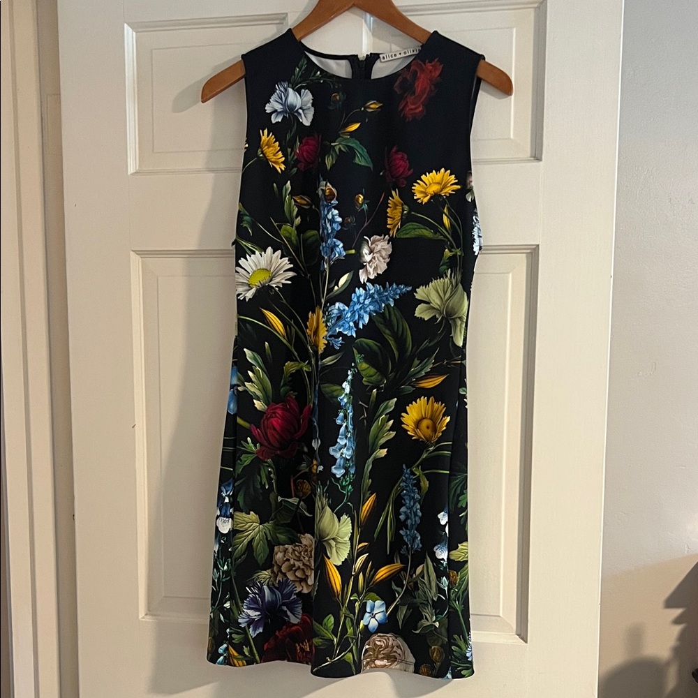 Alice + Olivia Black Dress with Vibrant Floral Design - Picture 2 of 5